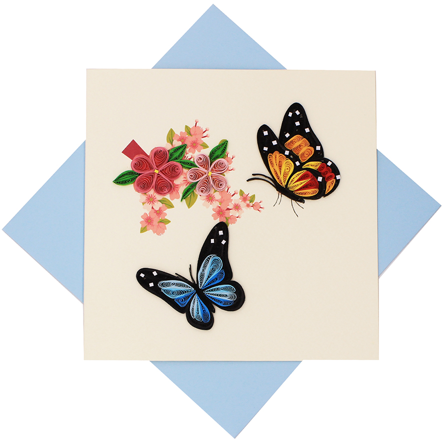 Quilled Two Butterflies Card